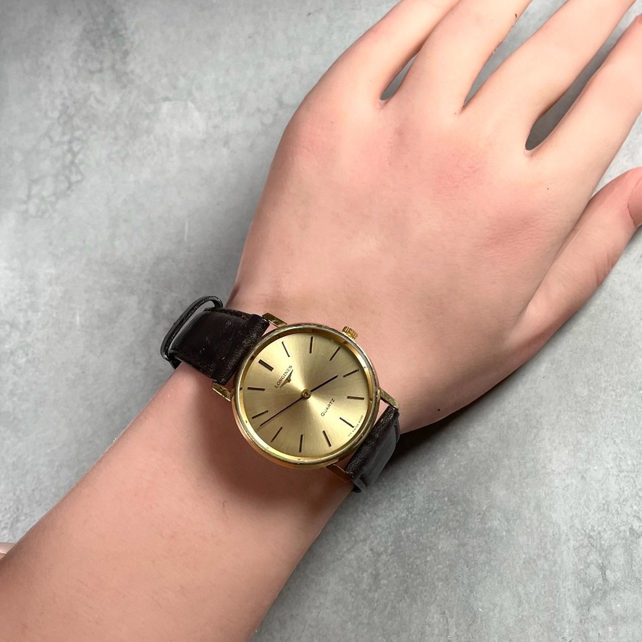 電池新品/稼働品】LONGINES ロンジン クォーツ ゴールド文字盤 腕時計