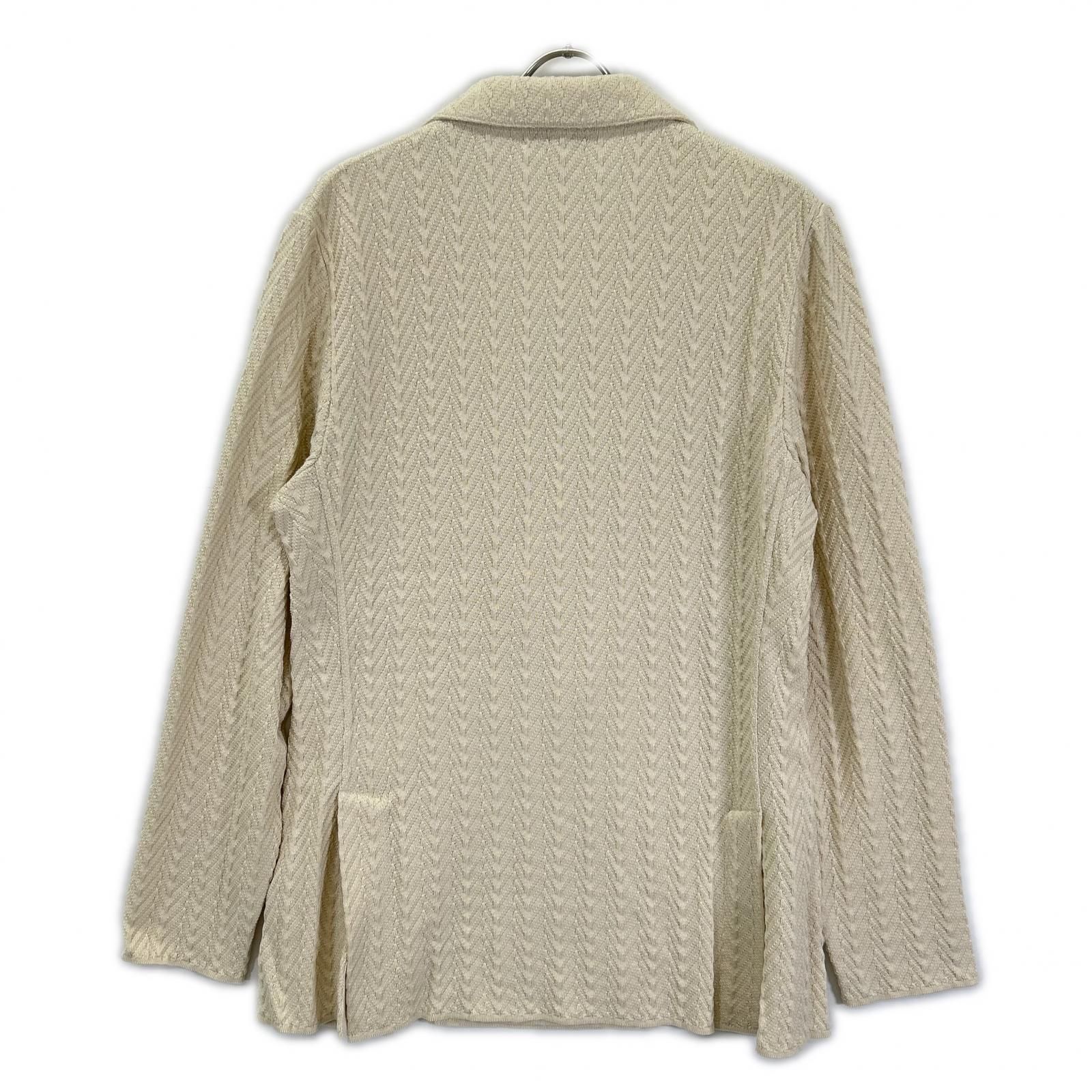 LARDINI ラルディーニ EQLJM57 アイボリー コットン ヘリンボーン ラペルピン ダブルブレストニットジャケット L LARDINI ラルディーニ EQLJM57 アイボリー コットン ヘリンボーン