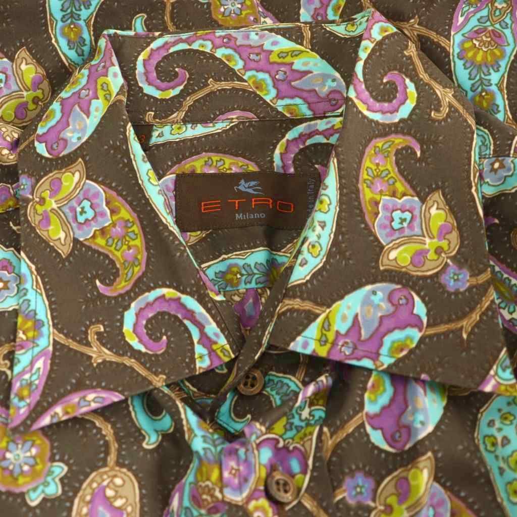 エトロ ETRO ペイズリー 長袖シャツ 総柄 43 ブラウン /HK □OS - メルカリ
