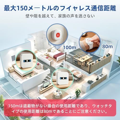 DAYTECH 呼び出しベル 介護 ナースコール 家庭用 介護呼び出しベル ワイヤレス 無線コールボタン ポケットベル ナースコール 電池式 低電量お知らせ 20種類音 5段階音量 150m通信距離 IP55防水ボタン 介護 ブザー 子ども/ b8186782