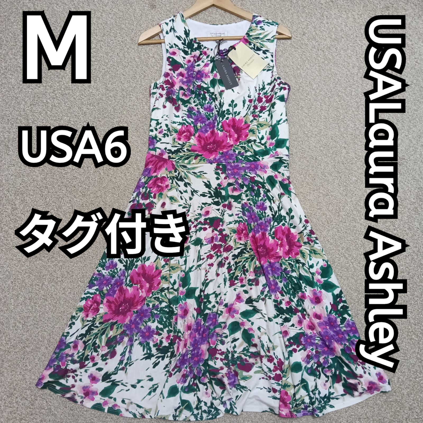 専用LAURA ASHLEYフラワー ノースリーブ ドレス Laura Ashley 花柄 ノースリーブワンピース USA36サイズ M相当 - メルカリ