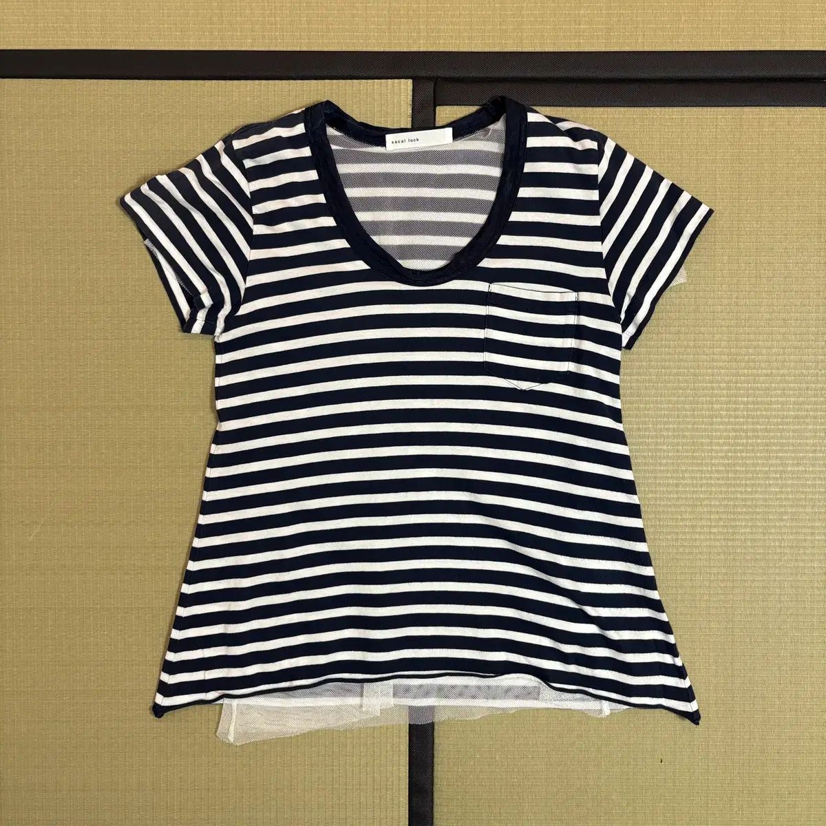 SACAI ラグ レース カットオフ 半袖Tシャツ