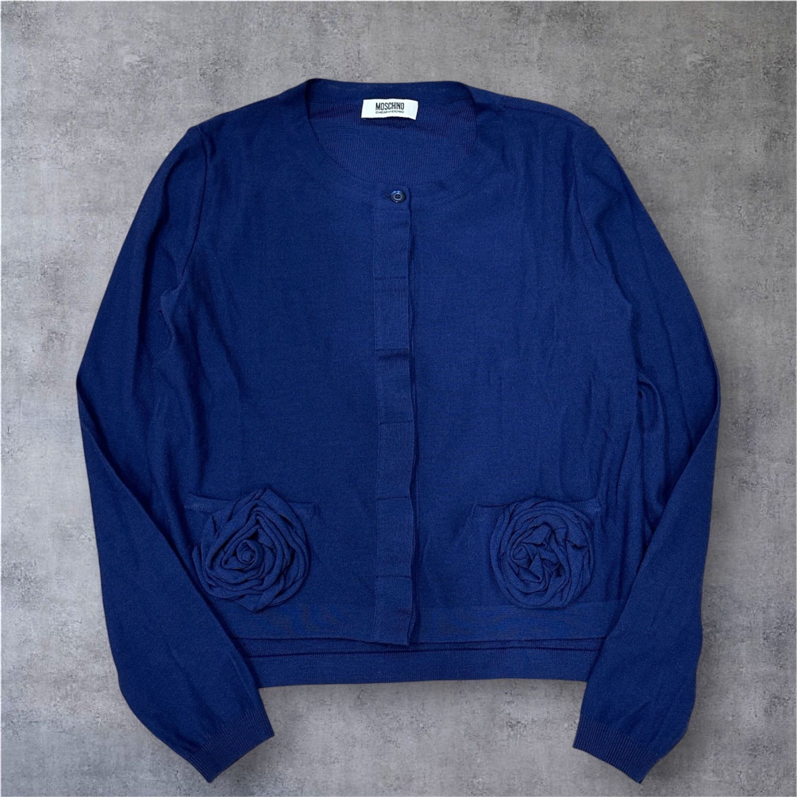 美品】モスキーノ カーディガン 薔薇 ネイビーMoschino Cheap and Chic