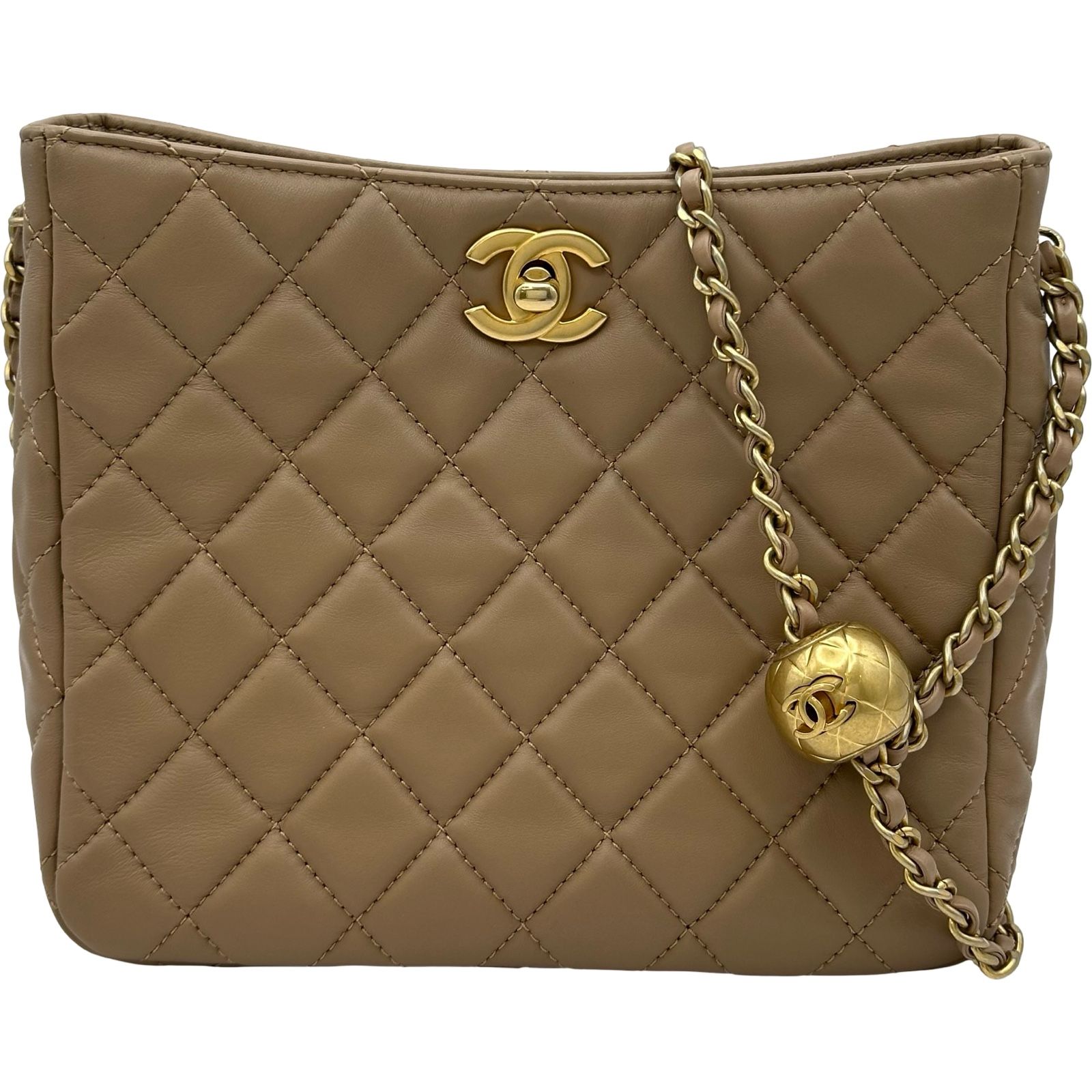 シャネル CHANEL マトラッセココボールスモールホーボー AS3259 ベージュ ゴールド金具 ラム レディース ショルダーバッグ
