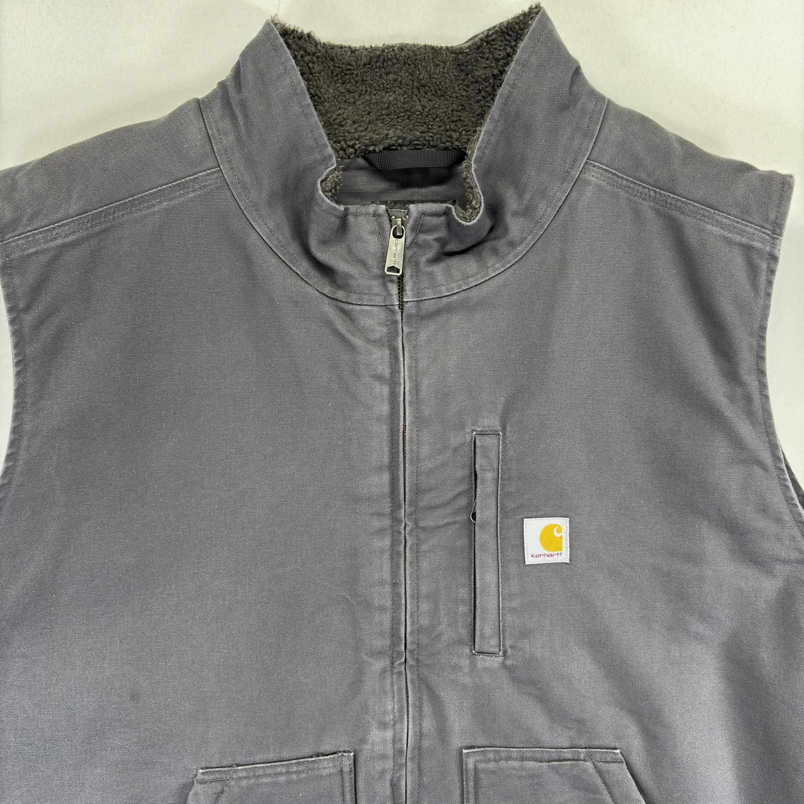 古着 カーハート Carhartt ベスト ダック フルジップ ワンポイント