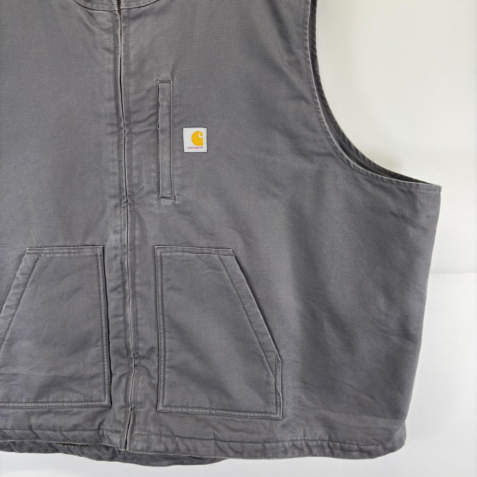 古着 カーハート Carhartt ベスト ダック フルジップ ワンポイント