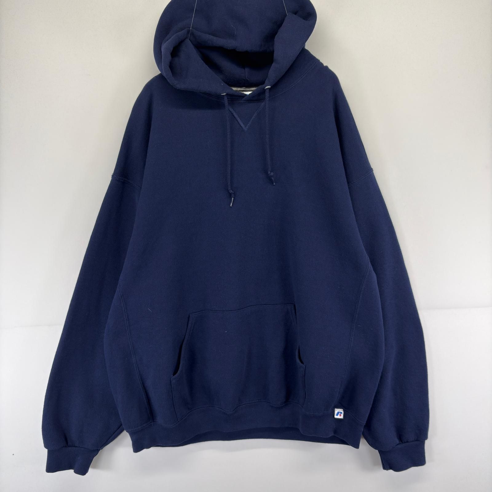 古着 ラッセル Russell スウェット プルオーバー パーカー 前Vガゼット