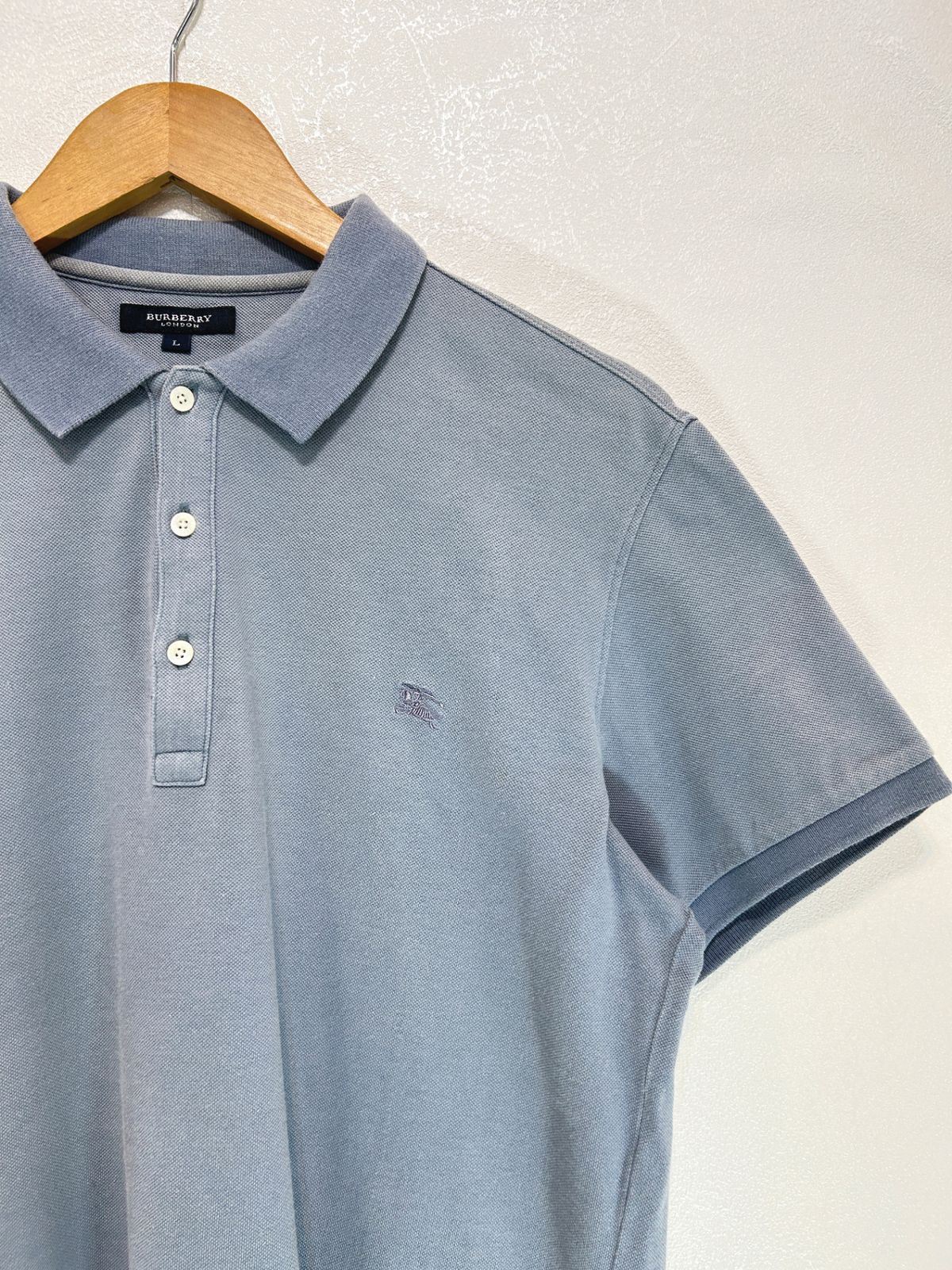BURBERRY (L) 半袖ポロシャツ ライトブルー A1P22-107-24 バーバリー