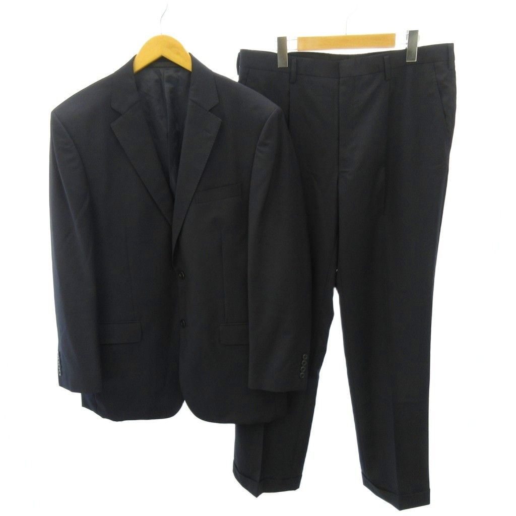 エルメネジルドゼニア Ermenegildo Zegna 美品 スーツ セットアップ ジャケット パンツ 総裏 2B ウール AB8 黒 ブラック 0716 ■IBO100