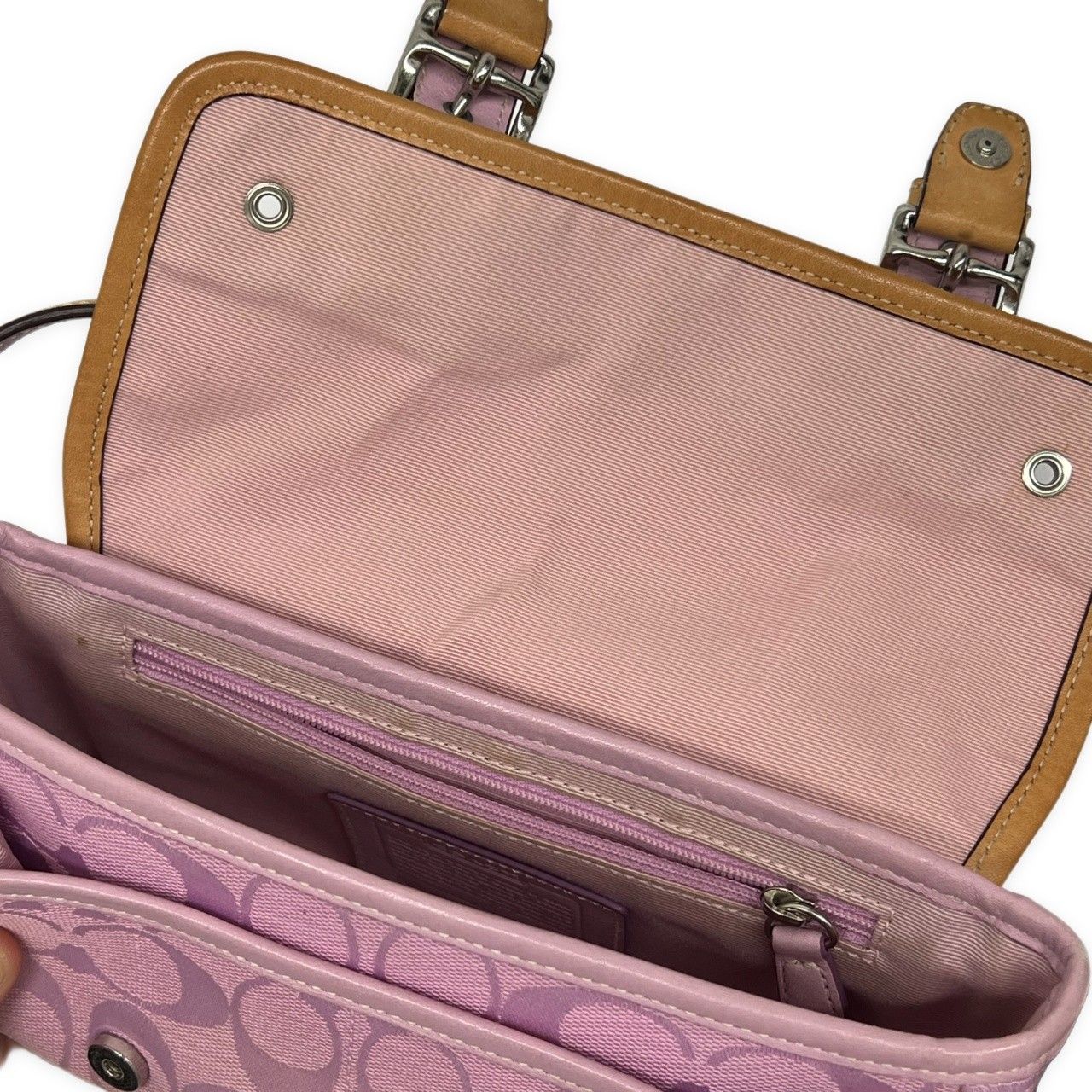 COACH コーチ ショルダーバッグ 斜め掛け シグネチャー ピンク 6844