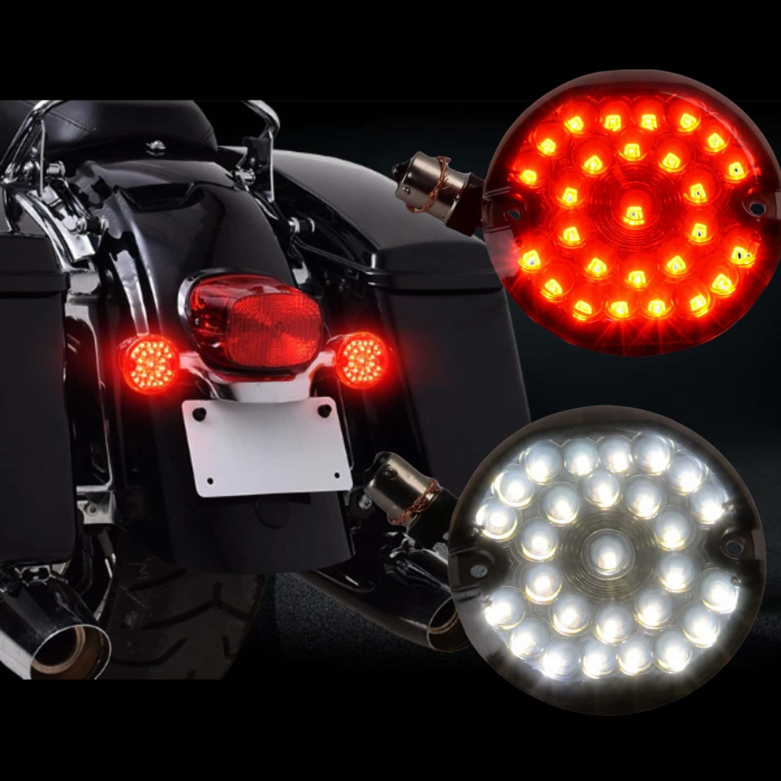 ハーレー ストリートグライド用 1157 LED ウインカー スモークレンズ 左右セット