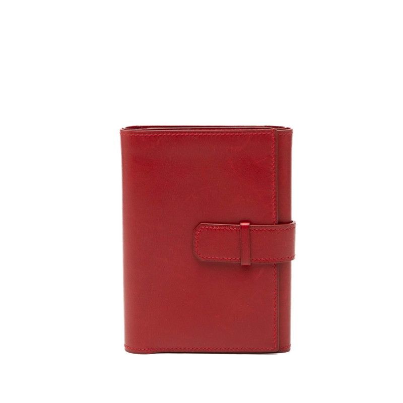 エルメス ジュラ コンパクト 三つ折り財布 レッド ボックスカーフ レディース HERMES【1-0278632】