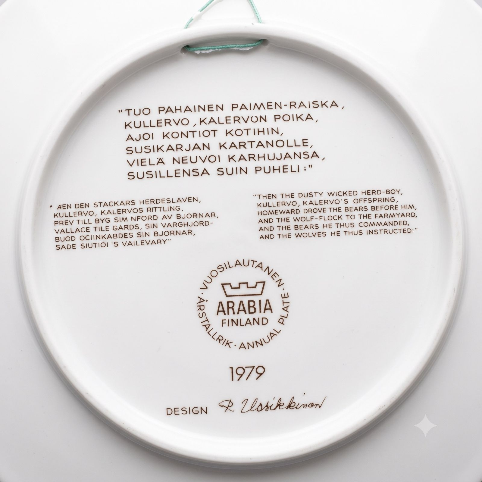 ARABIA カレワラ 1979年 イヤープレート 壁掛け 陶板 20cm - メルカリ