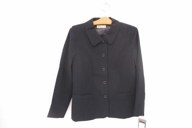 未使用 タグ付き オルベーラ 東京白ゆり會 ジャケット シボ感 両サイドポケット L 紺 ネイビー 日本製 レディース