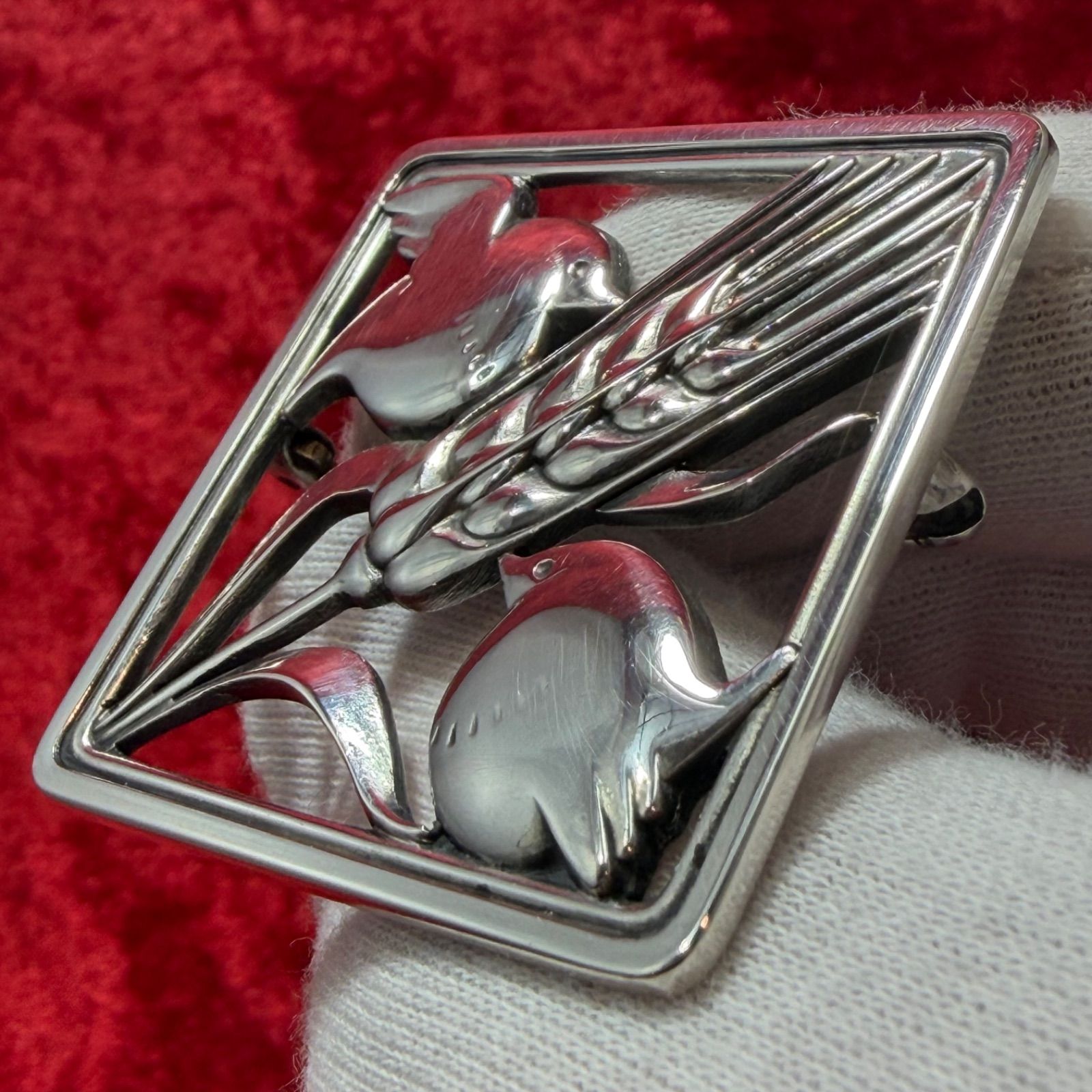 美品 ブローチ♯250 麦と小鳥 ジョージジェンセン/GEORG JENSEN - メルカリ