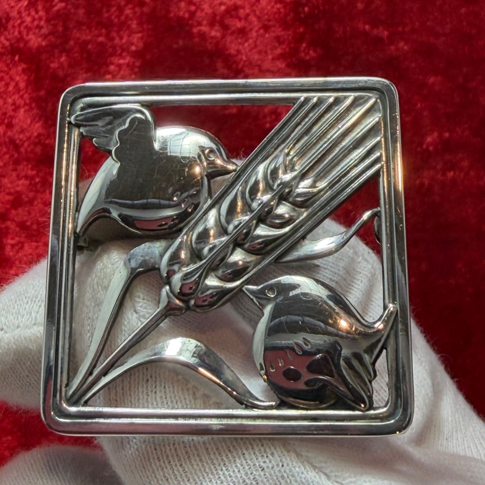 美品 ブローチ♯250 麦と小鳥 ジョージジェンセン/GEORG JENSEN - メルカリ