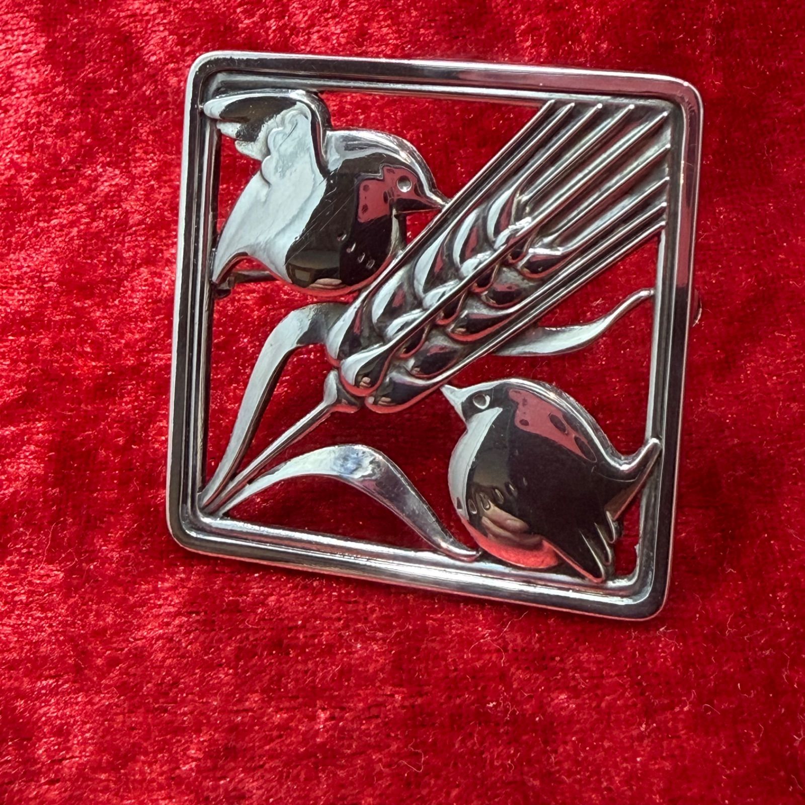 美品 ブローチ♯250 麦と小鳥 ジョージジェンセン/GEORG JENSEN - メルカリ