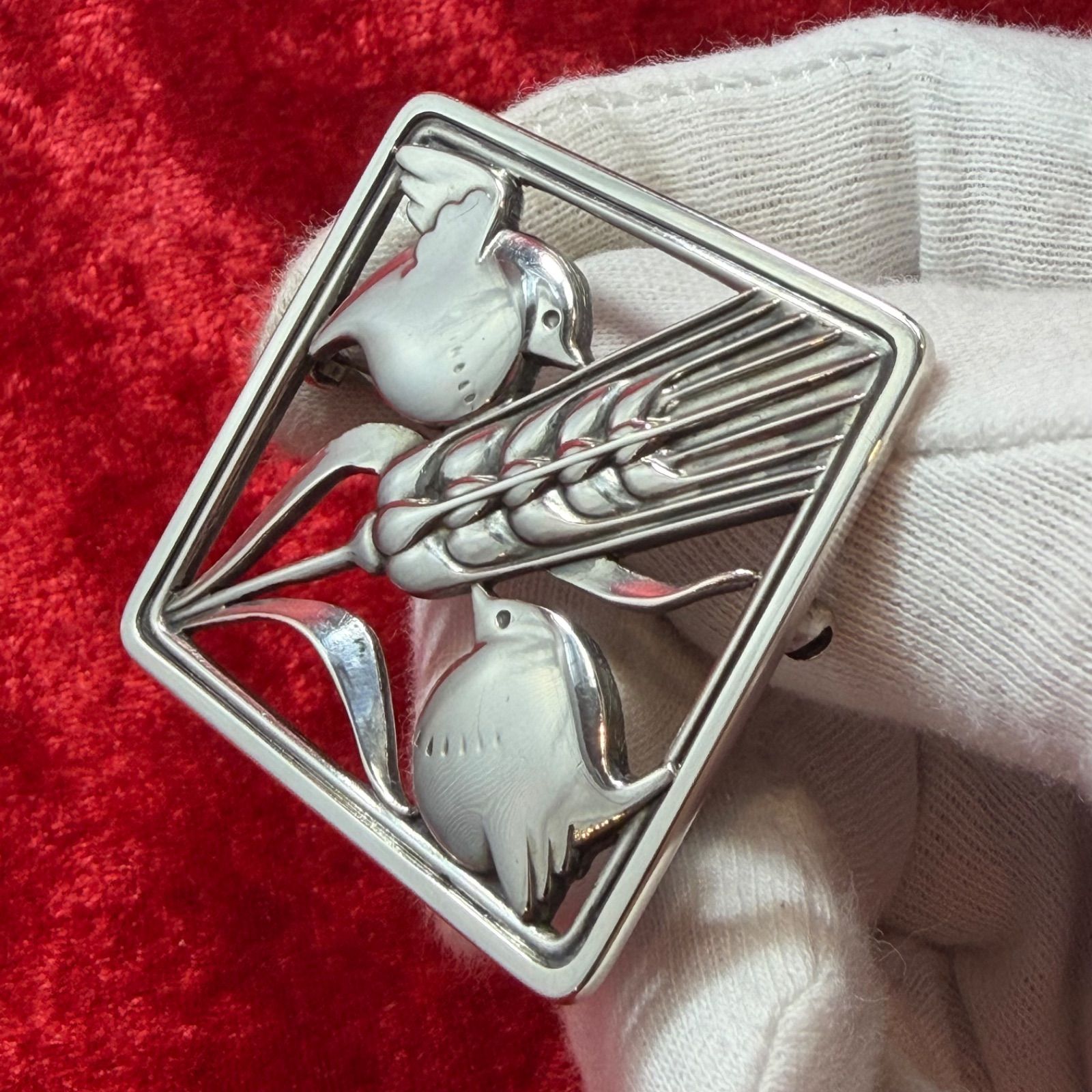 美品 ブローチ♯250 麦と小鳥 ジョージジェンセン/GEORG JENSEN - メルカリ