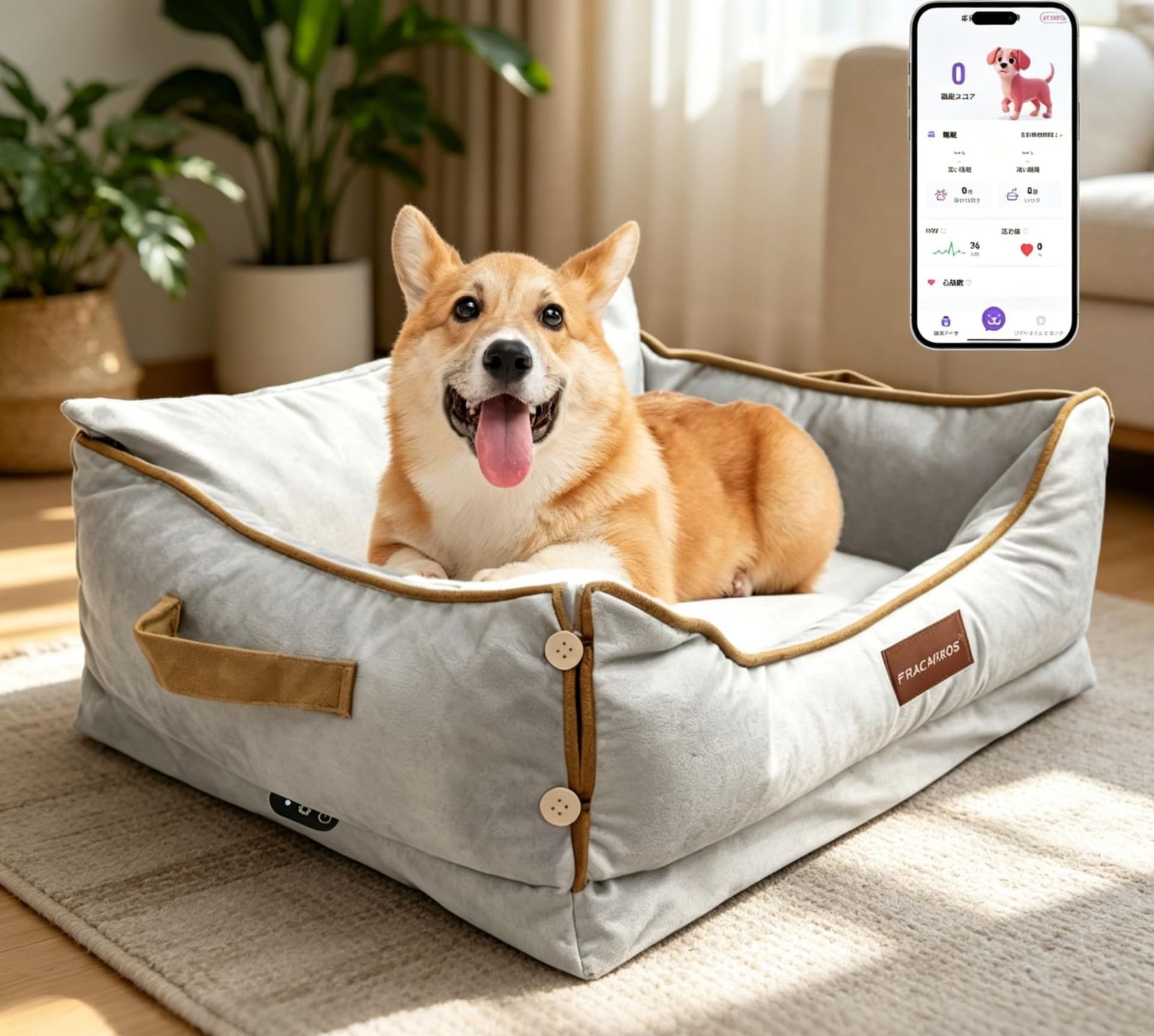 犬 ベッド ペットベッド 犬用スマート見守りベッド 心拍・呼吸チェック 留守番も安心 睡眠データ記録・アプリ連携