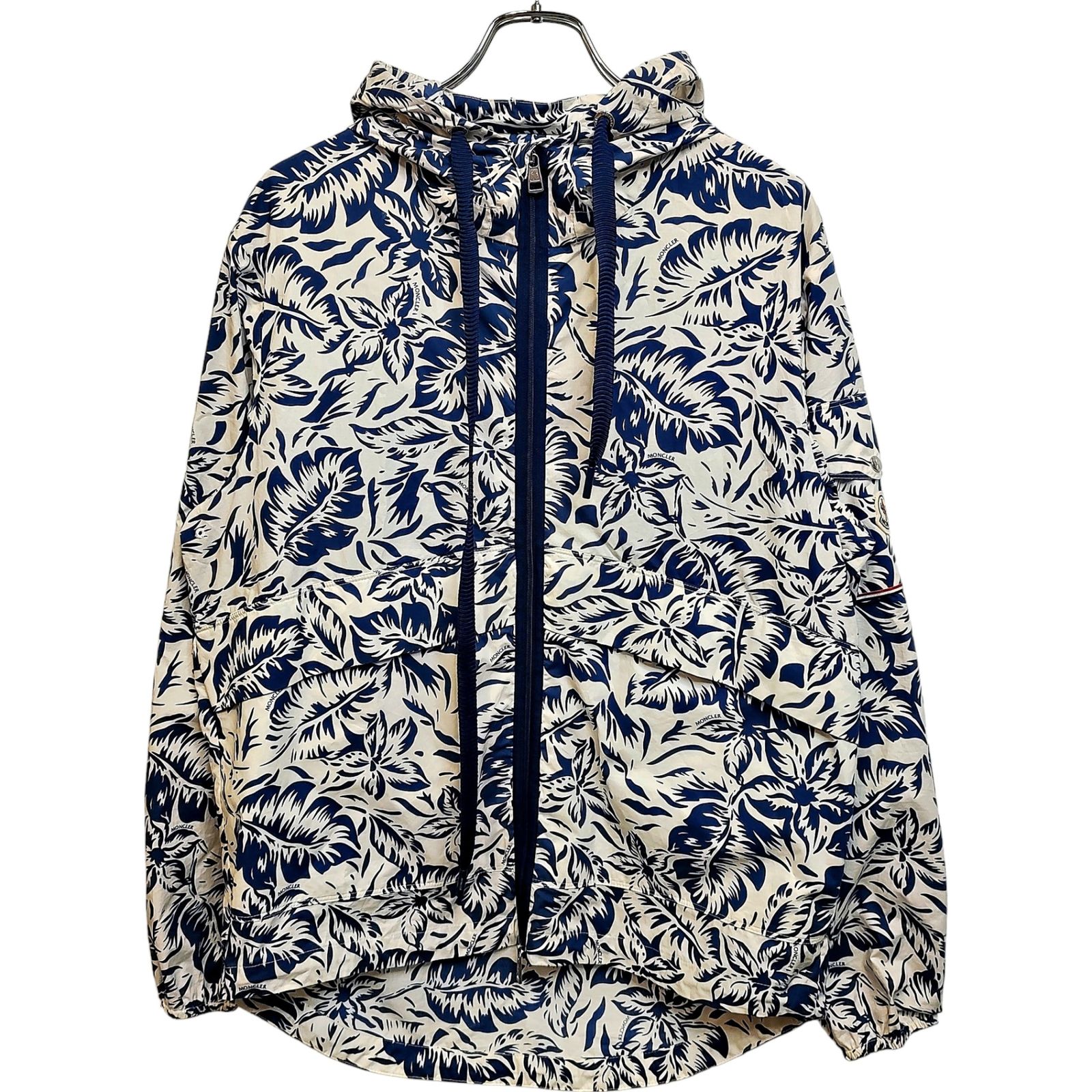 モンクレール　花柄フード付きジャケット ネイビー　サイズ０ MONCLER モンクレール 22SS EBIZO フラワー 花柄 ナイロン フード