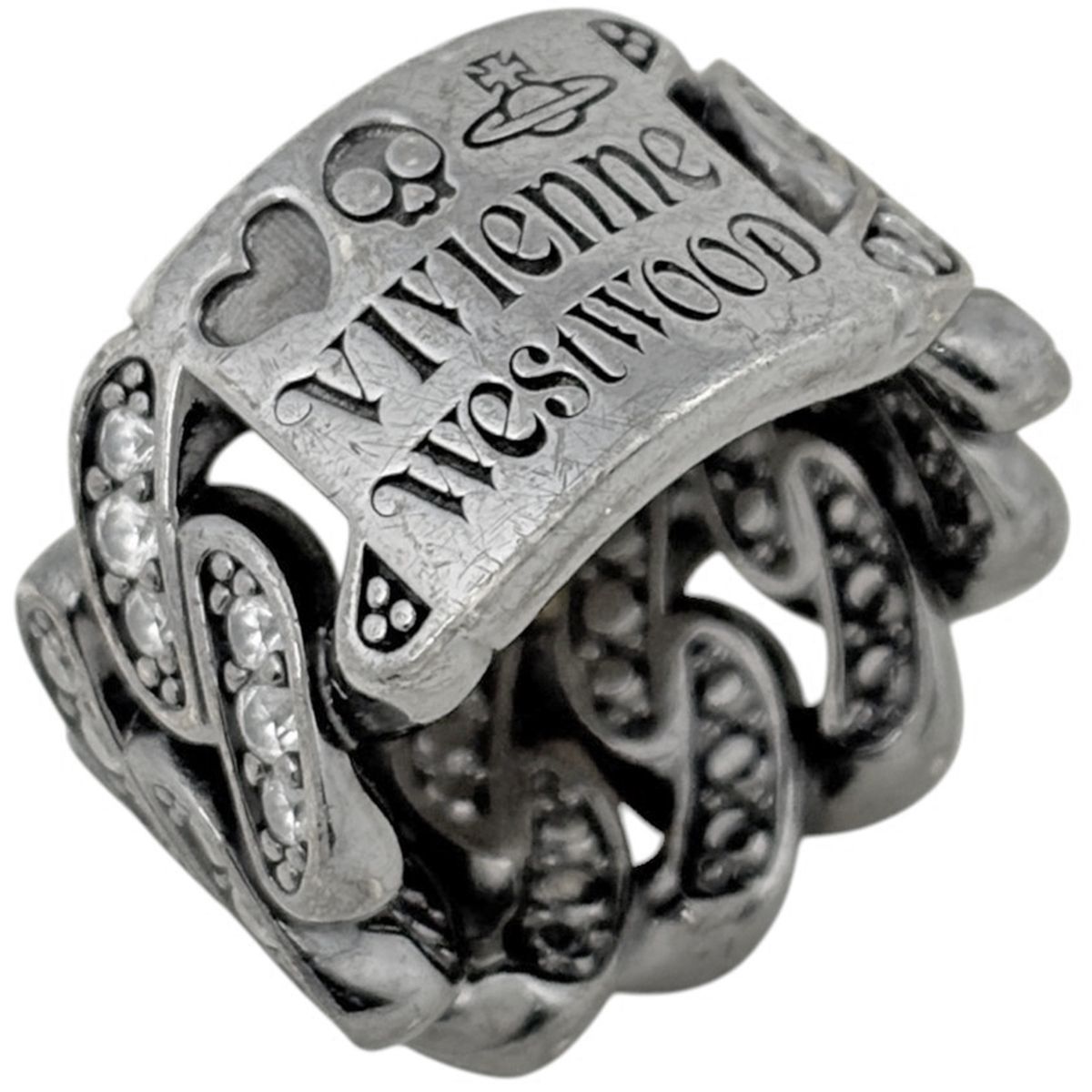 ヴィヴィアンウエストウッド Vivienne Westwood リング ROY RING 指輪 13号 シルバー925 ラインストーン シルバー レディース 【中古】