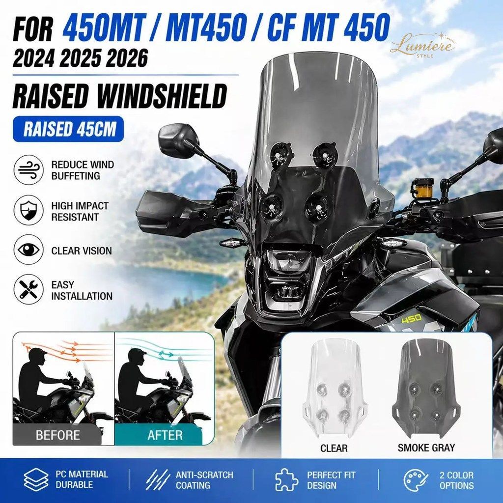 45cm 35cm 40cm スモーク透明 450MT オートバイ用ウインドシールド CFMOTO 450 MT CF450MT オートバイ用フロントウインドスクリーン