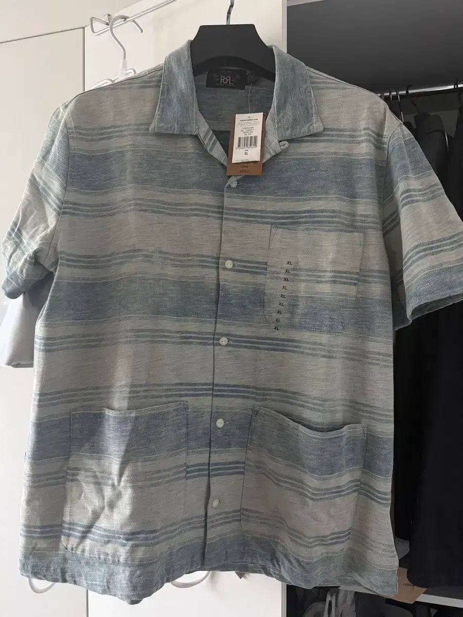 RRL ストライプ 半袖キャンプシャツ XL