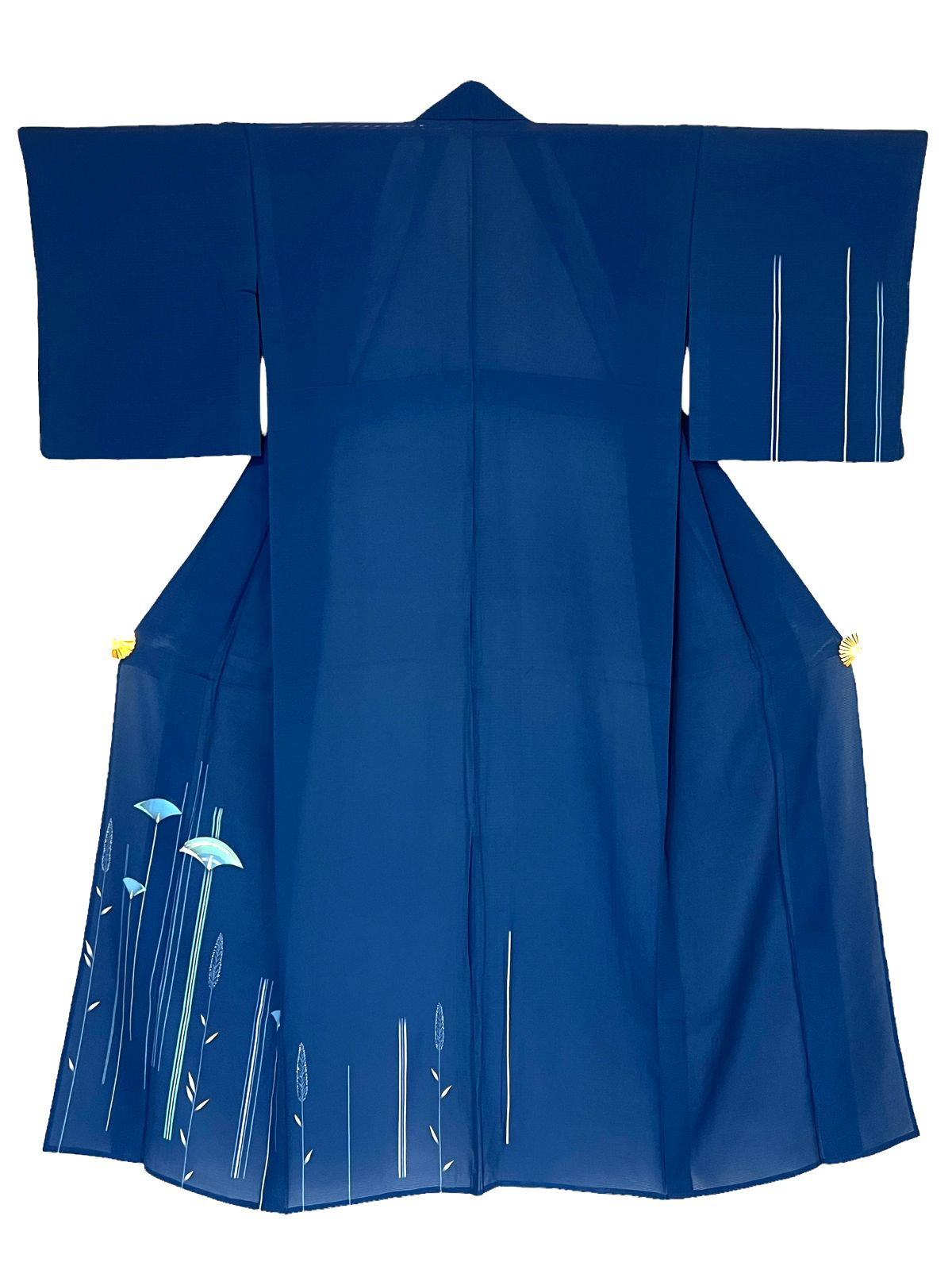 夏着物 正絹 絽 附下 付け下げ 藍色 ブルー 身丈160.5cm 裄65cm 美品
