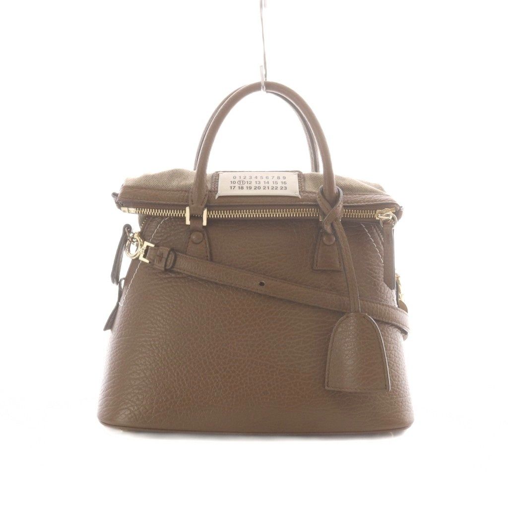 メゾンマルジェラ 11 Maison Margiela 11 5AC CLASSIQUE MINI ハンドバッグ ショルダーバッグ 2way 茶 ブラウン T2160 ジップアップ レザー S56WG0082 /RI ■OS
