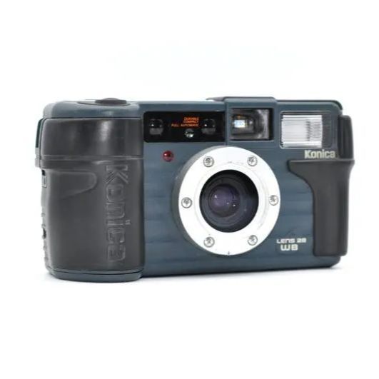 コニカ 現場監督28WB ブルー シャッターOK コンパクトフィルムカメラ 動作OK】Konica 現場監督 28WB コニカ コンパクト フィルムカメラ
