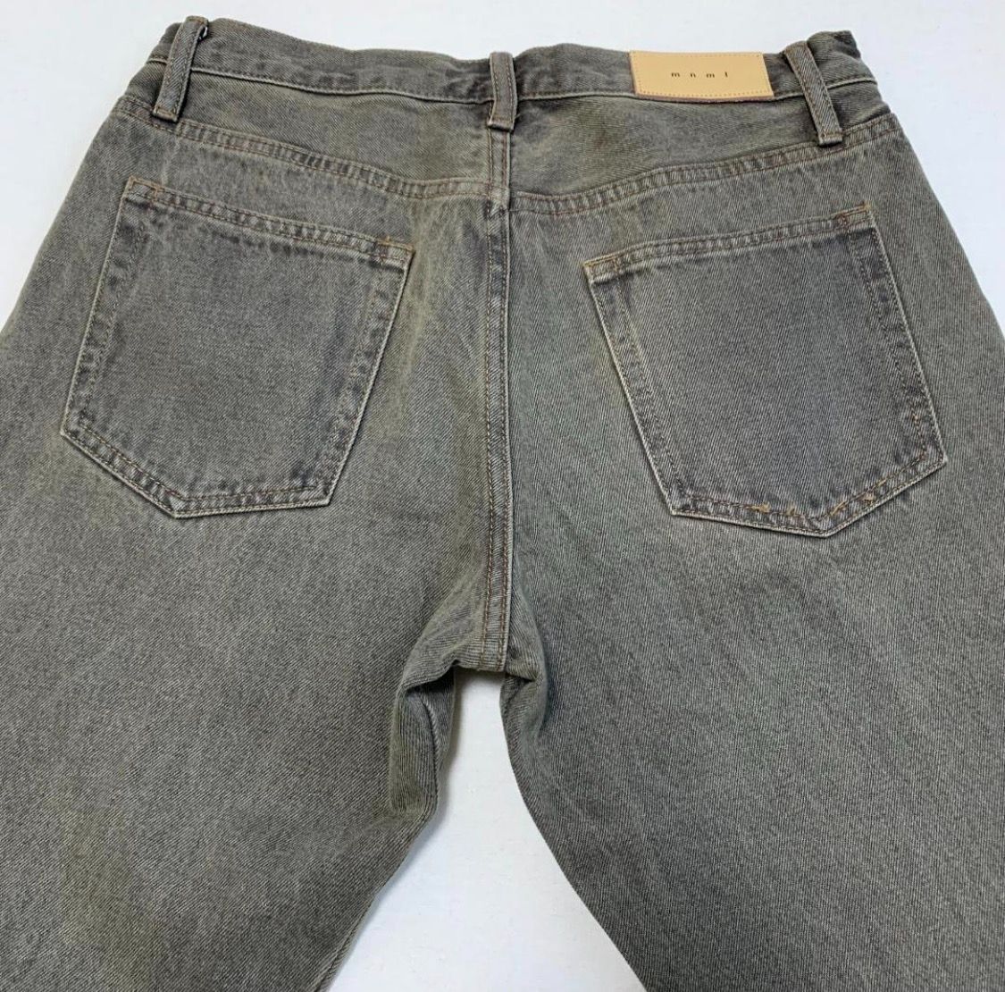 mnml ミニマル 裾カットオフ フレアデニムパンツ ヴィンテージ加工 30 