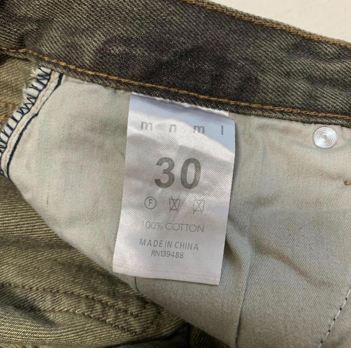 mnml ミニマル 裾カットオフ フレアデニムパンツ ヴィンテージ加工 30 