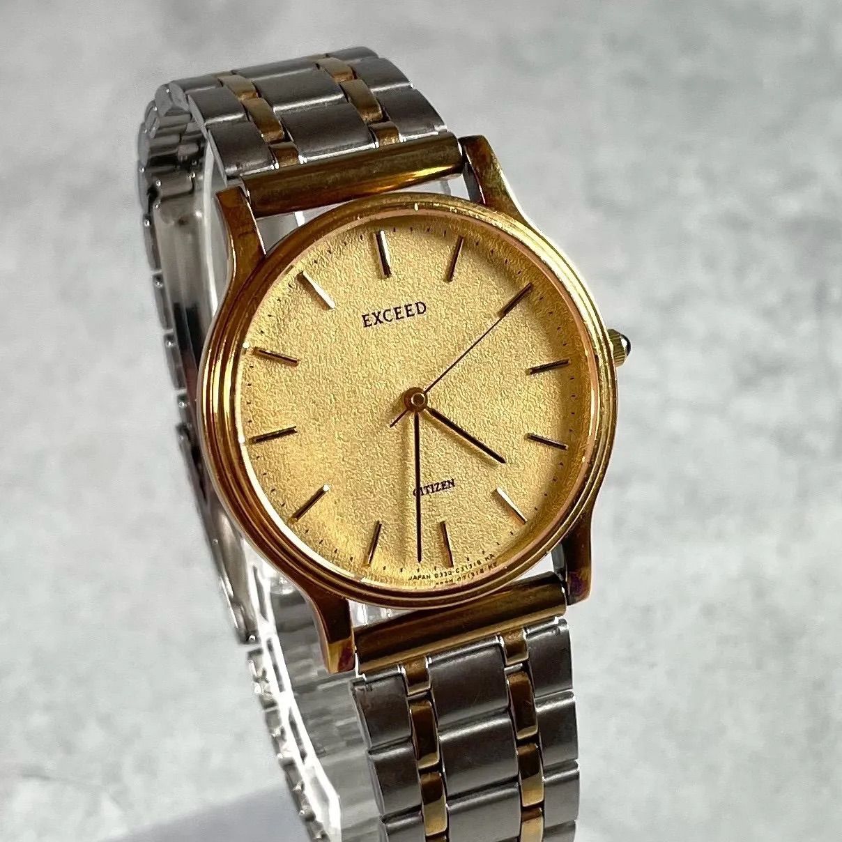 【電池新品/稼働品】CITIZEN シチズン EXCEED エクシード 1988年製 クォーツ 腕時計 コンビカラー ゴールド文字盤 アンティーク ヴィンテージ レトロ ウォッチ 中古 良品 匿名配送