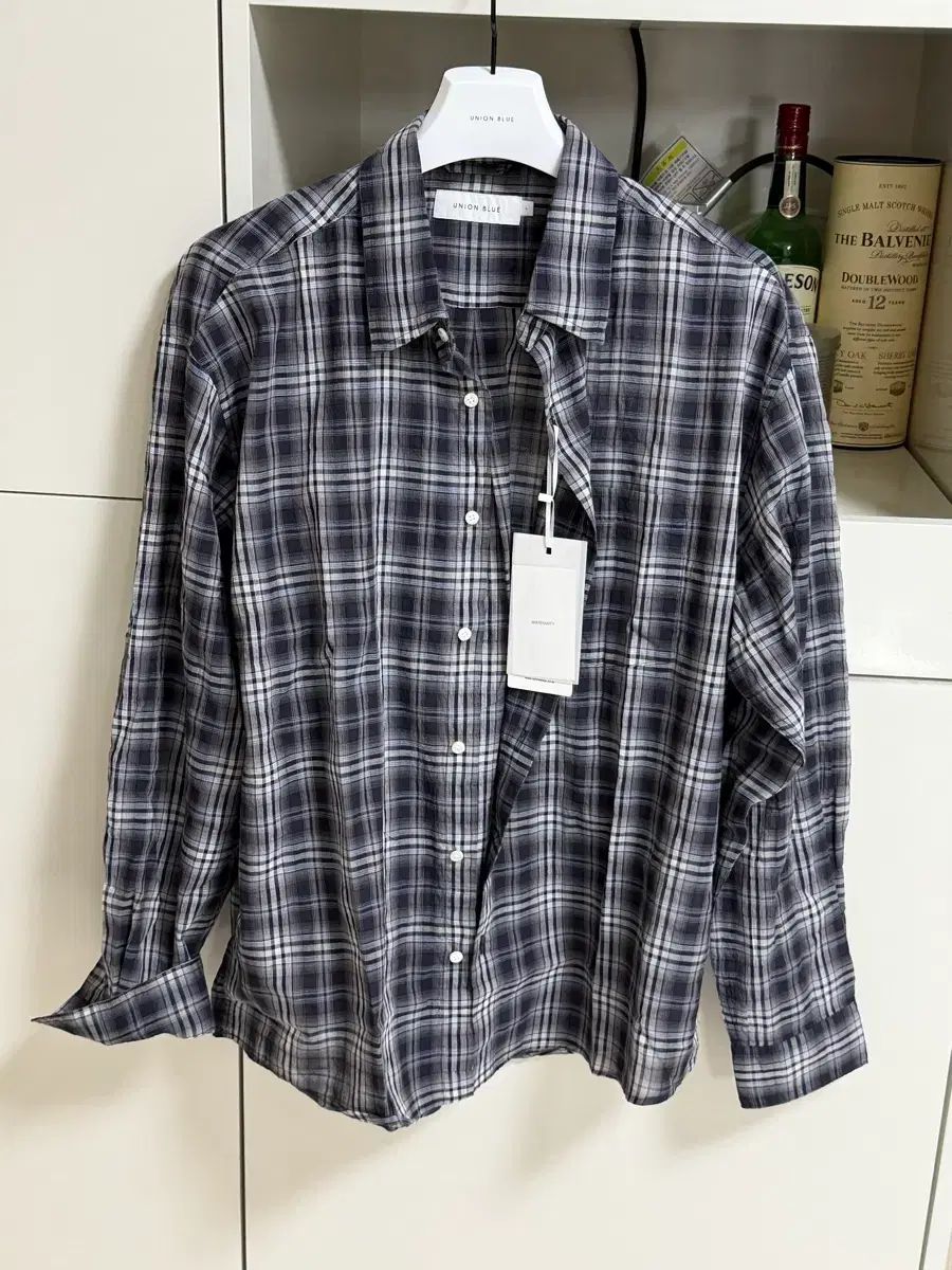 YUNION BLUE(ユニオンブルー) SEMI CROP CHCK SHIRT (SLATE) L