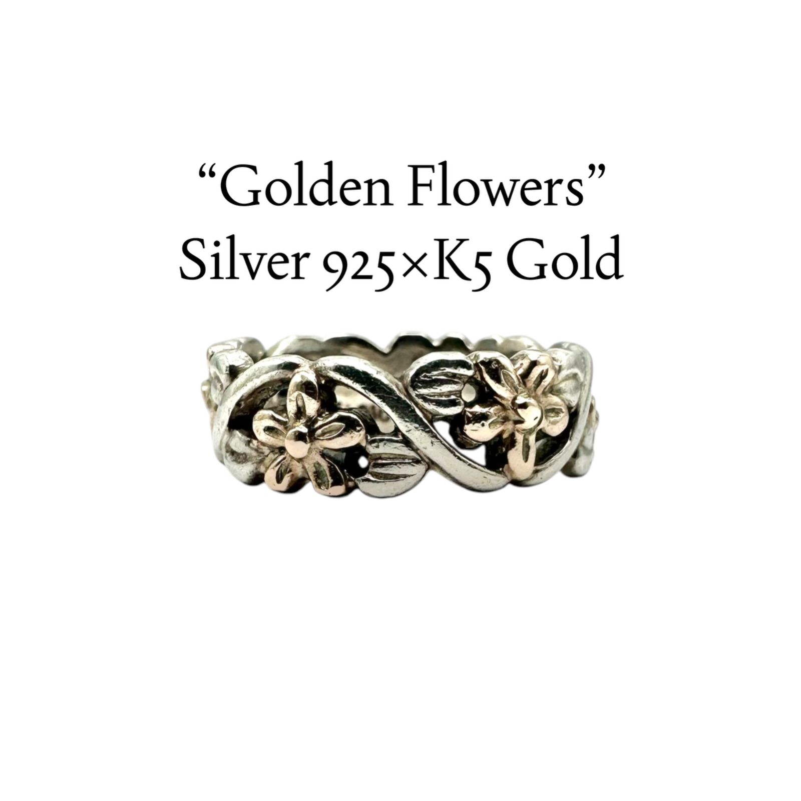 【可憐に咲く】 K5 Gold フラワー Silver 925 刻印 Design Ring シルバー ヴィンテージ デザイン リング 9号 レディース クラシック 5金 ボタニカル ピンキー 9,159円