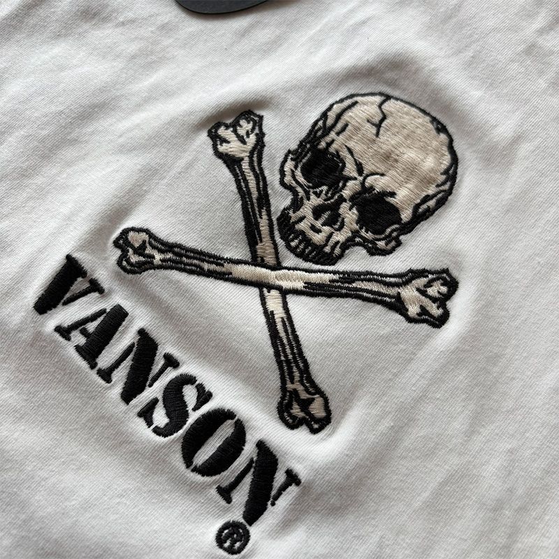 VANSON バンソン Tシャツ 半袖 5分袖 アメカジ ホワイト ☆ M L XL