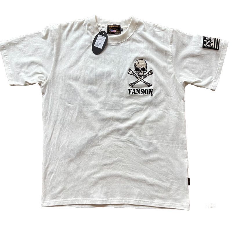 VANSON バンソン Tシャツ 半袖 5分袖 アメカジ ホワイト ☆ M L XL