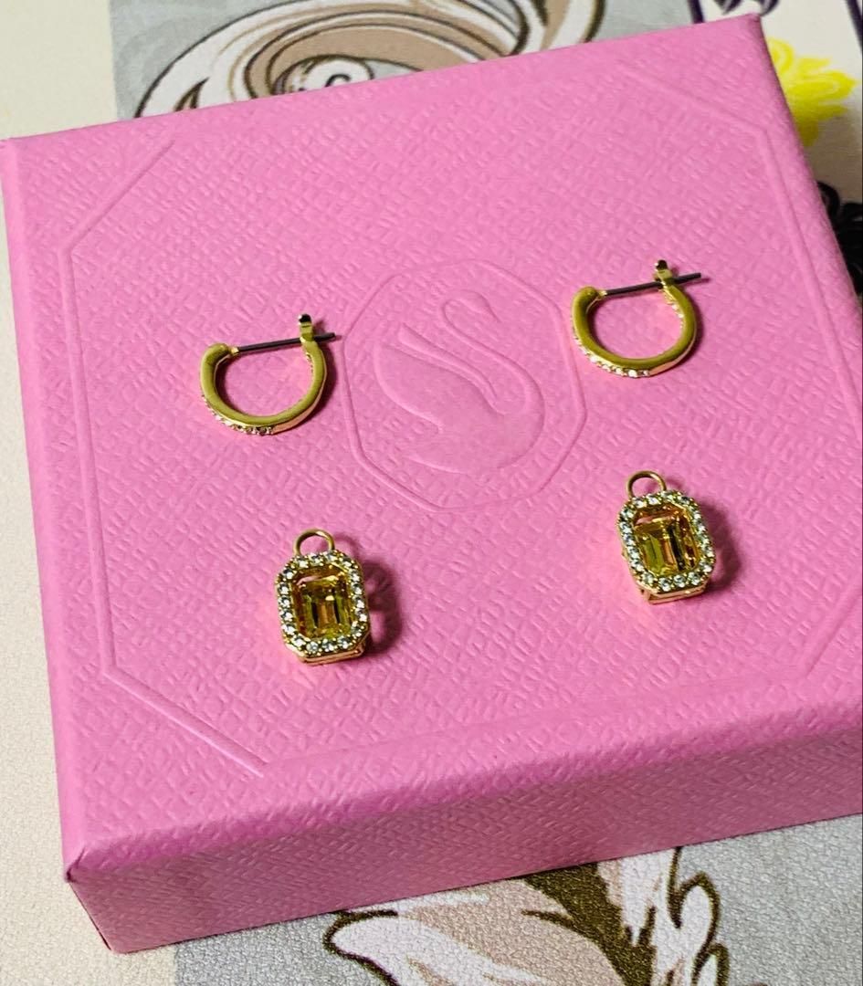 ほぼ新品 スワロフスキー Swarovski Millenia ピアスイエロー - メルカリ