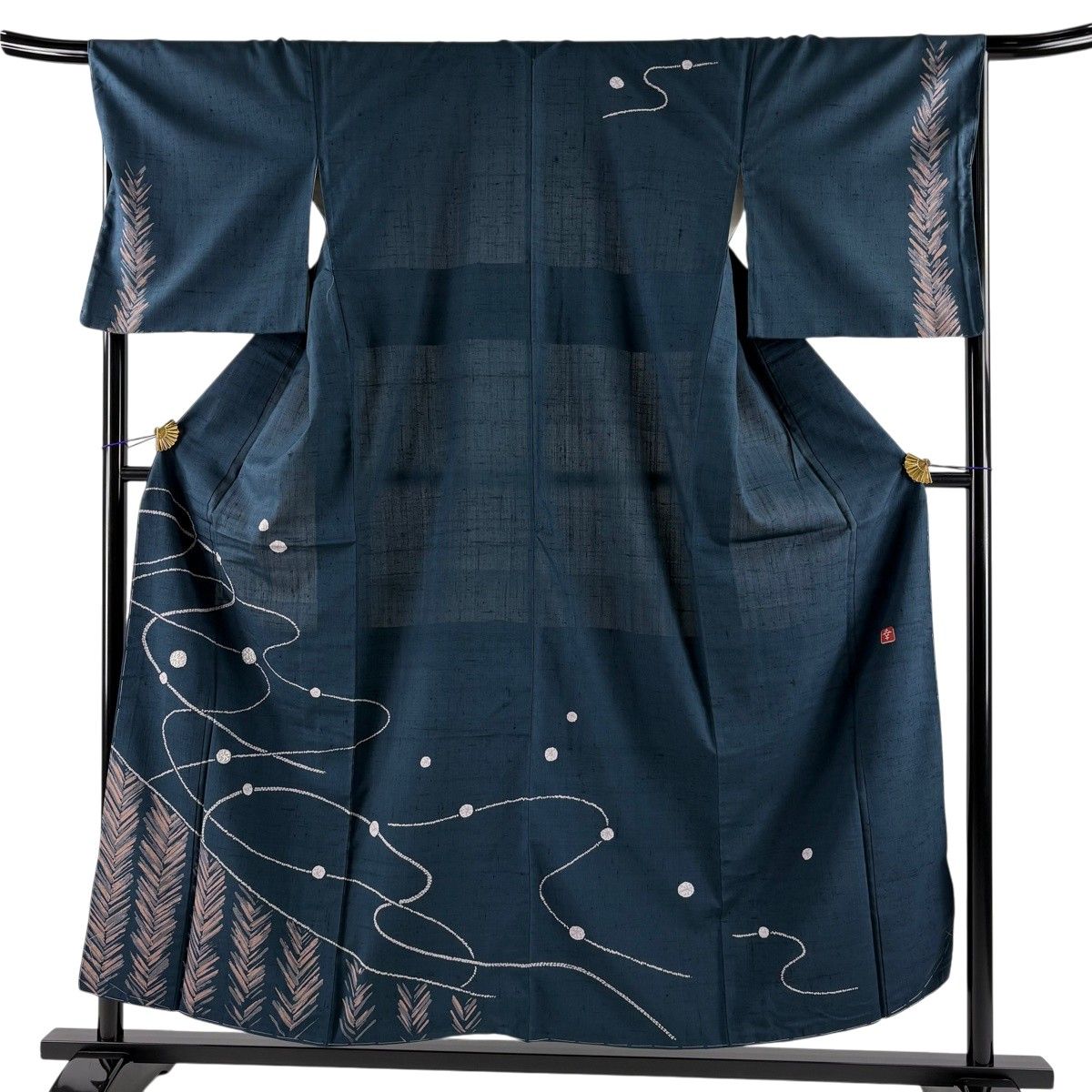 美品】 訪問着 身丈155.5cm 裄丈68cm L 袷 花井幸子 紬地 落款 幾何学