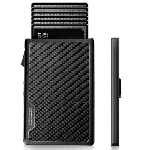 [LORZOR] クレジットカードケース スキミング防止 カードケース カード入れ スマートウォレット マネークリップ メンズ 薄型 カーボン柄 磁気防止 カードホルダー(Black carbon)pms d079cd65