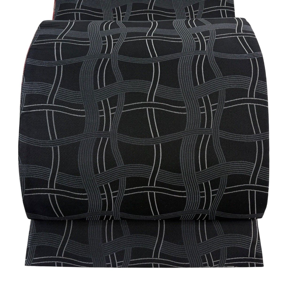 【美品】 袋帯 名品 幾何学模様 墨色 全通 正絹 【中古】