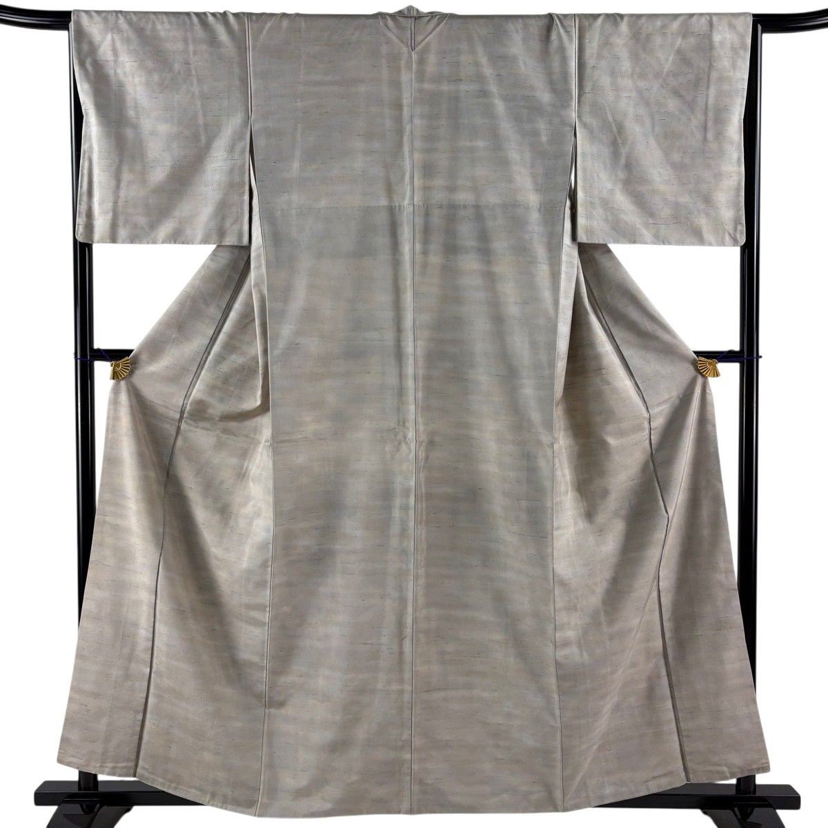 小紋 身丈159.5cm 裄丈65cm M 袷 牛首紬地 落款 証紙 霞 灰紫 正絹 名品 【中古】 12,324円