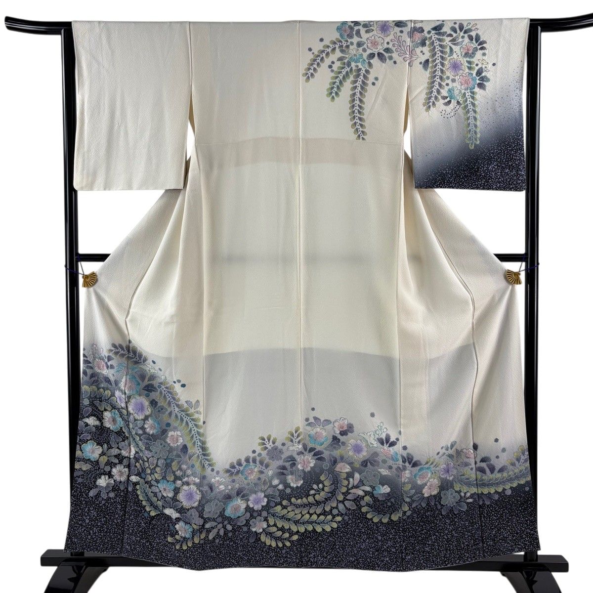 【美品】 訪問着 身丈159cm 裄丈63cm S 袷 辻が花 染め分け ぼかし クリーム 正絹 名品 【中古】