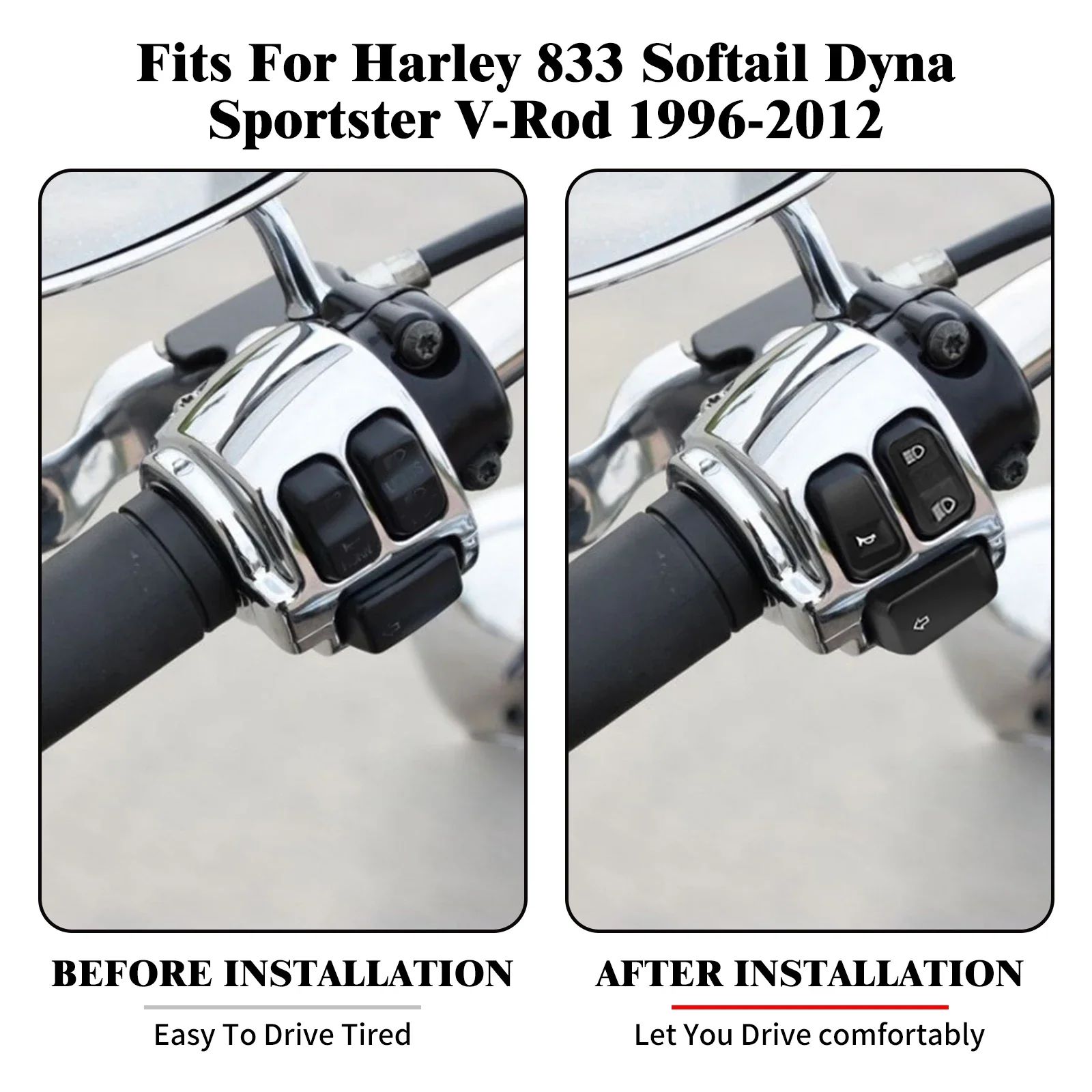 ハーレー用 ハンドルバースイッチ ブラック 1996-2013 Sportster/Dyna