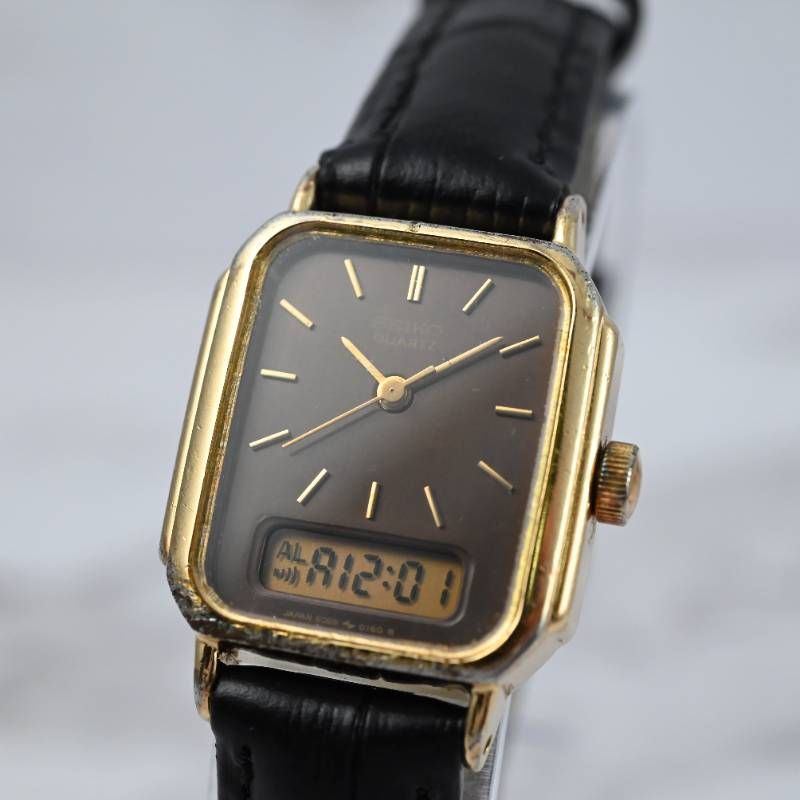 【新品ベルト・新品電池】 稼働品　SEIKO　セイコー　アナデジ　レディース　腕時計　ハイブリッド　クォーツ　昭和レトロ　80年代　ビンテージウォッチ