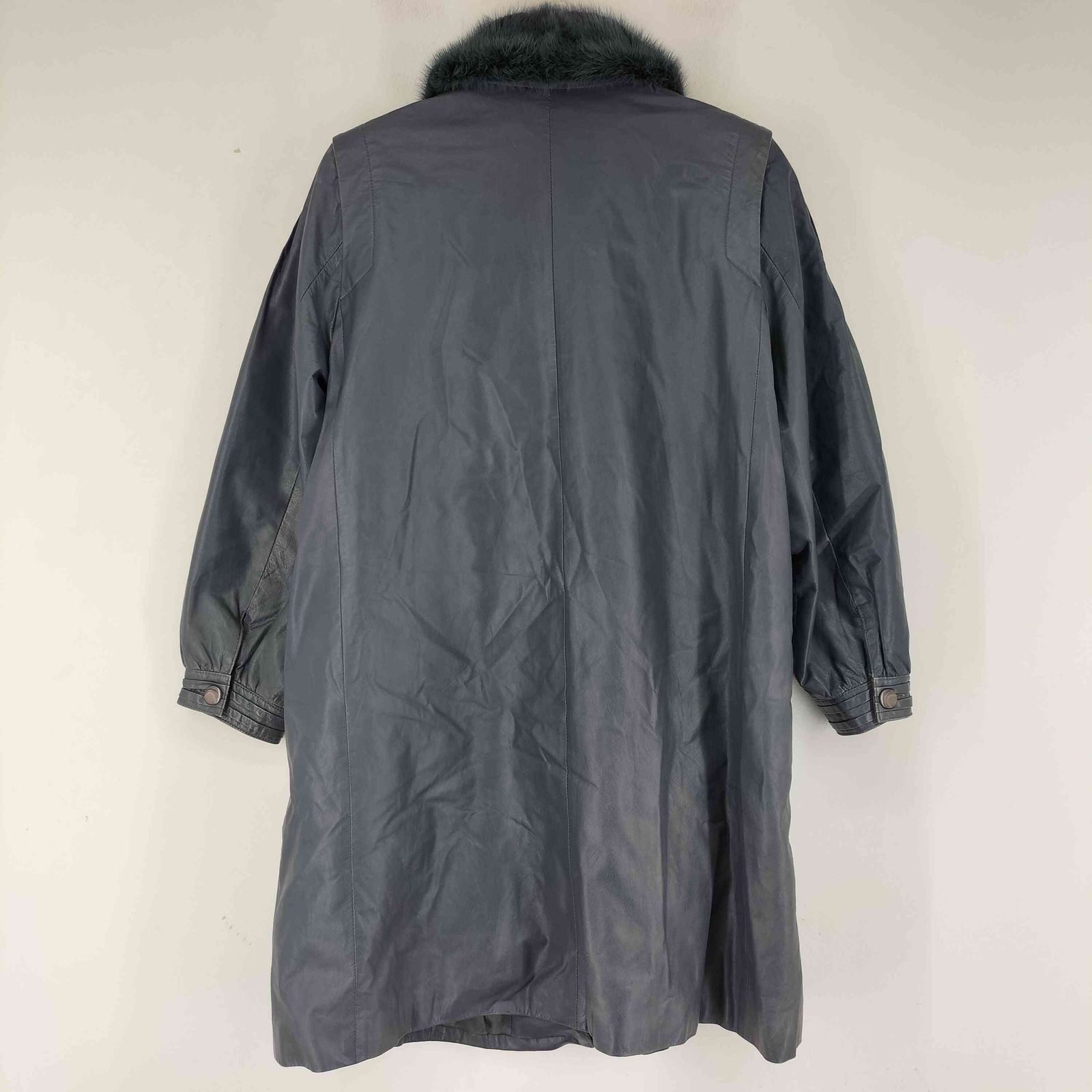 ユーズドフルギ USED古着 ファー付き カウレザー 比翼 コート