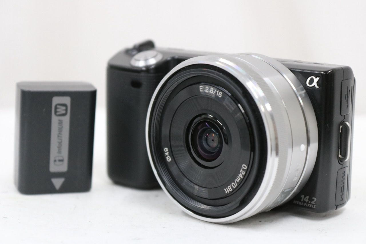 [반품 보증] 소니 소니 a NEX-5 블랙 16mm F2.8 E 미러리스 SLR (배터리 포함) e15203