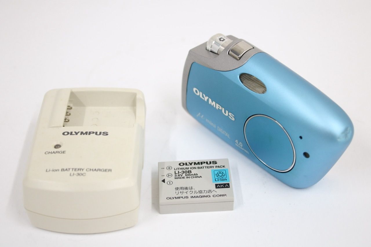 返品保証】 オリンパス Olympus μ mini DIGITAL 2x ブルー バッテリー