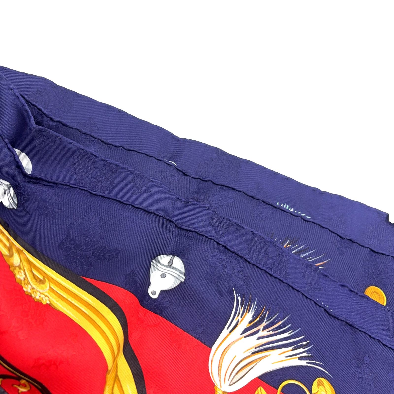 新着】HERMES カレ90 Plumes et Grelots シルク ネイビー、レッド