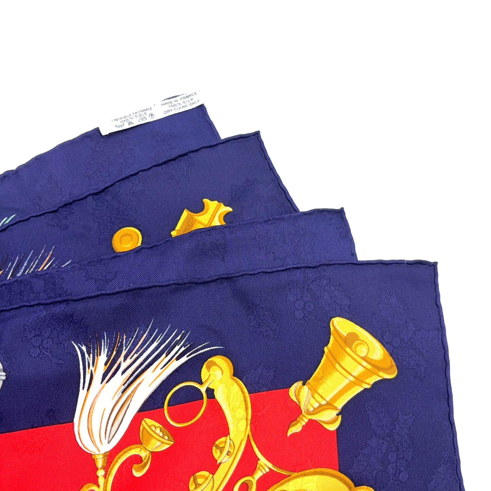 新着】HERMES カレ90 Plumes et Grelots シルク ネイビー、レッド